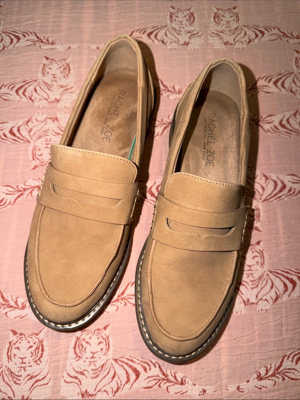 Rachel Zoe Women’s Beige Suede Penny Loafers